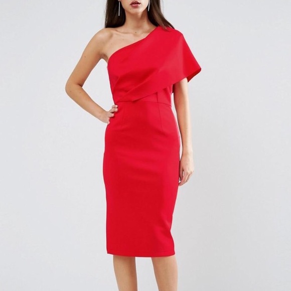 ASOS Dresses & Skirts - ASOS Red One Shoulder Dress