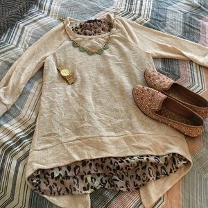 Beige layered look sweater