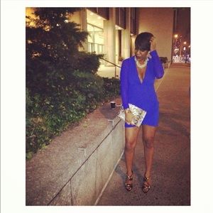 Cobalt Blue Deep V Dress