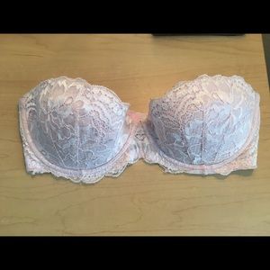 Victoria's Secret Pink Strapless Lacy Bra 32D