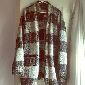 Grey and Black Outerwear Coat