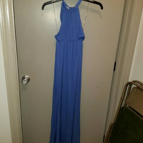 Blue knit maxi dress