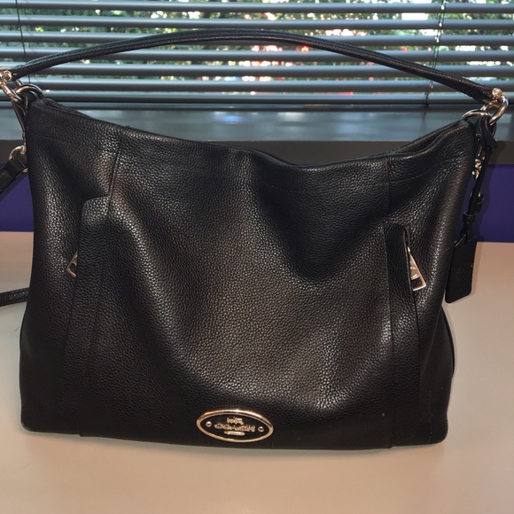 Coach Scout Black Pebble Leather Hobo convertible