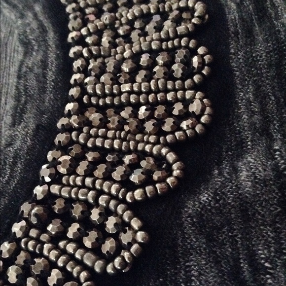 Stylish Burnout Top with Beaded Collar - Picture 2 of 4