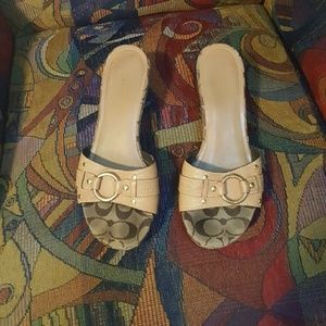 Coach Logo Wedge Sandals