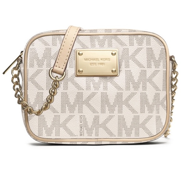 Michael Kors Jet Set Signature cross-body vanilla