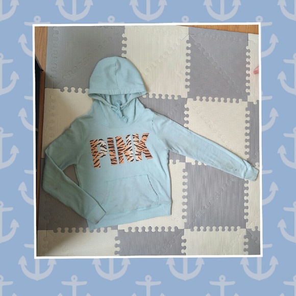 🆚PINK Blue Tiger Funnel Neck Hoodie