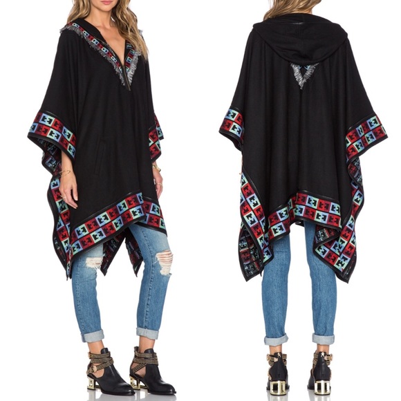 Gypsy Hooded Tribal Wool Blend Poncho- New w/Tags - Picture 4 of 4