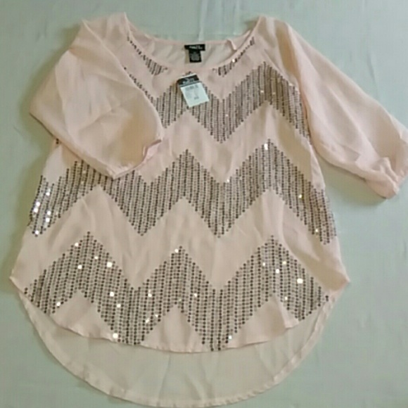 🆕 Rue 21 Sheer Peach and Sequin Top