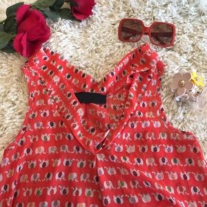 Orange Elephant Print Top