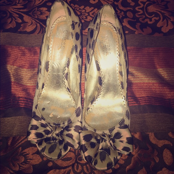 Cheetah print open toe wedge