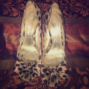 Cheetah print open toe wedge