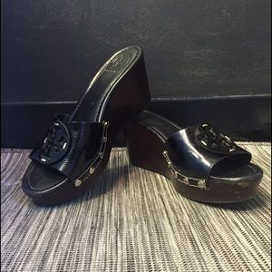 Tory Burch Patti Patent Black Wedge Sandal