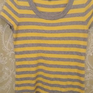 Short sleeve striped sweater