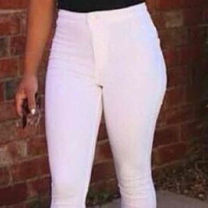 High rise white skinny jeans