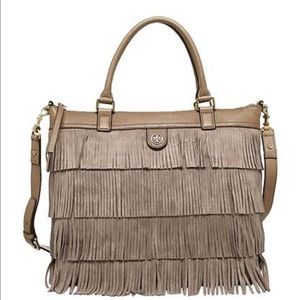 Tory Burch Suede Tiered Fringe Tote