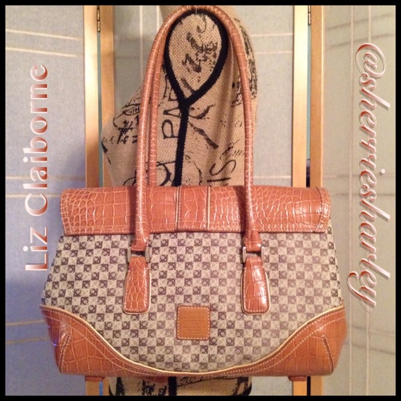 👜Liz Claiborne Brown & Tan Shoulder Bag NWOT - Picture 2 of 5