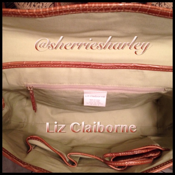 👜Liz Claiborne Brown & Tan Shoulder Bag NWOT - Picture 3 of 5
