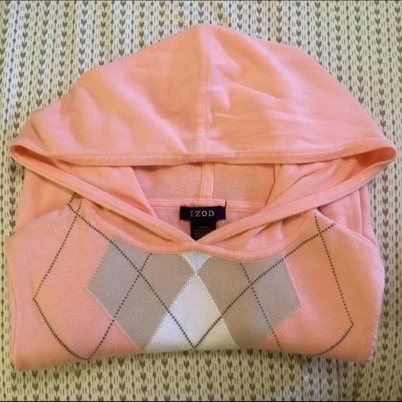NWOT Ladies Argyle IZOD hooded sweater.