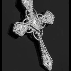 Sterling Silver Cross with White Sapphire