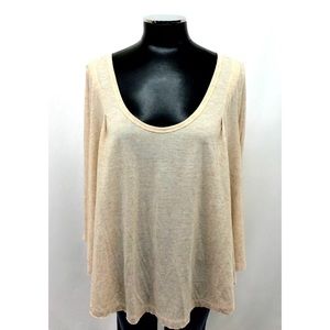 Free People T Shirt 3Quarter Sleeve Drape Oatmeal