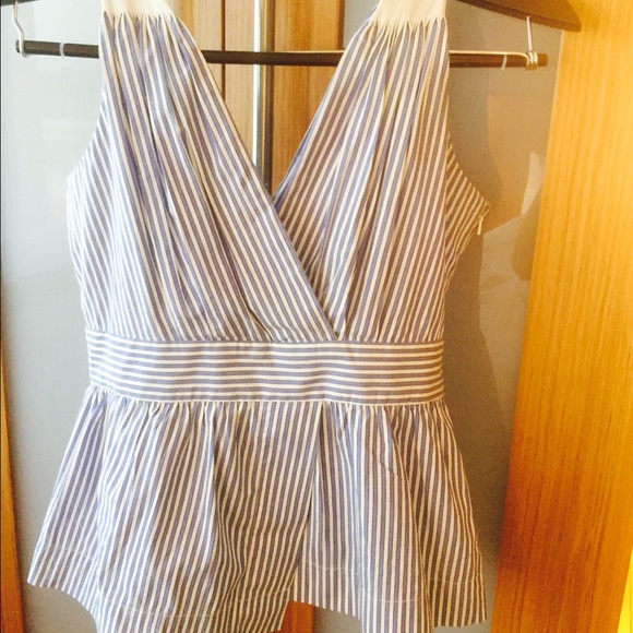 Blue and white striped top
