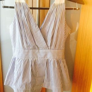 Blue and white striped top