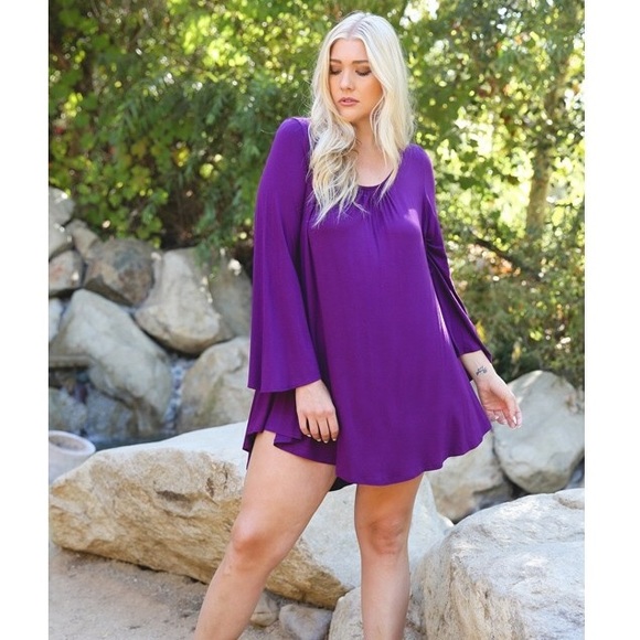 Tie Back Mini Dress with Slit Sleeves - Picture 2 of 2