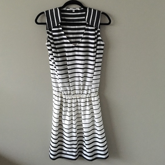 Black and white striped dress