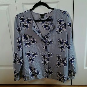 M Ann Taylor button up blouse with floral print