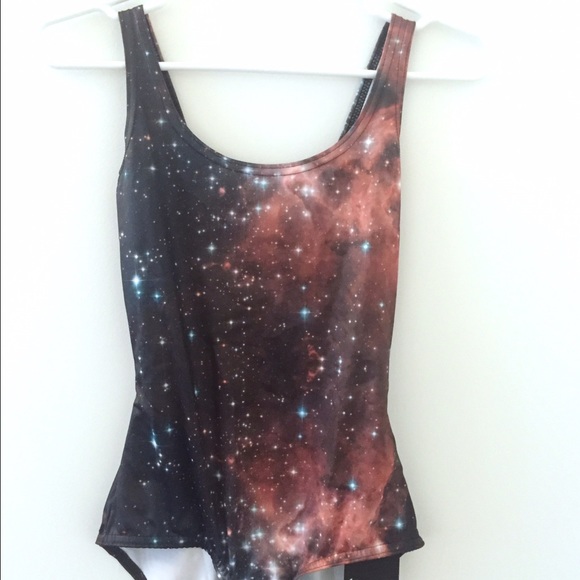 Black Milk galaxy print bathing suit / bodysuit