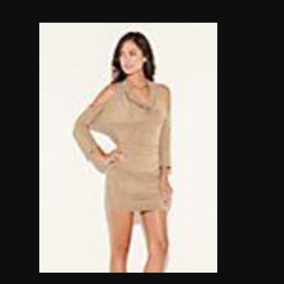 Kelly three quarter sleeve dress in TAN COLOR