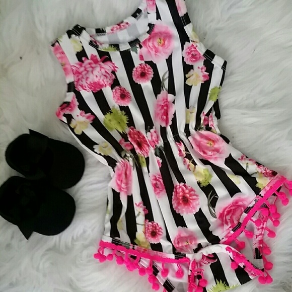 Pom pom romper and black flats