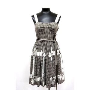 Edme & Esyllte Bow Print Ribbon Straps Belt Dress