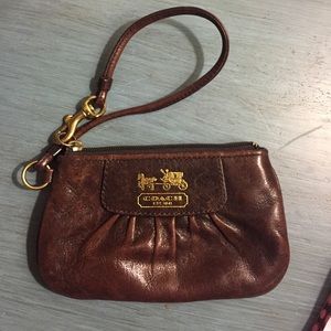 Coach brown leather clutch