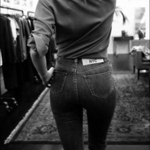 BLK DNM NYC burgundy wax jeans