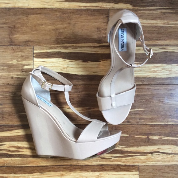 Steve Madden X Trime Patent Nude Wedges NEVER WORN
