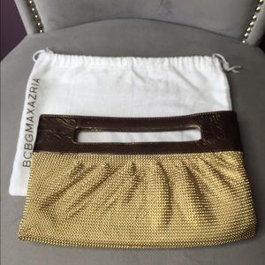 MUST GO! BCBGMazAzria Gold Bronze mesh clutch
