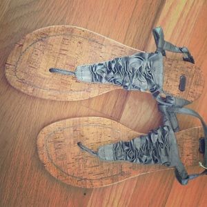 Gray ruffle sandals
