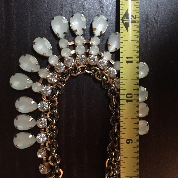 Gold colored and light turquoise costume necklace - Picture 3 of 3