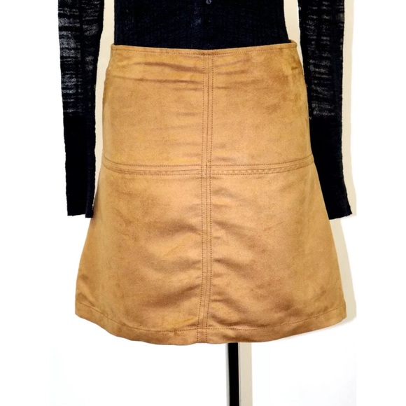 Sanctuary Faux Suede A Line Mini Skirt Maple Tan