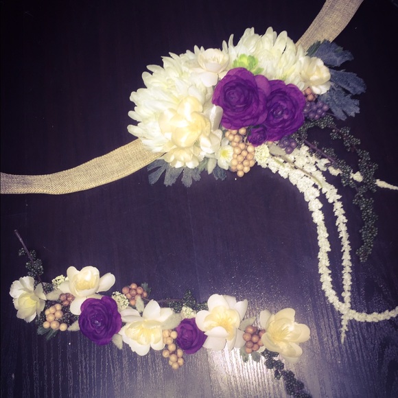 Custom maternity sash with matching flower crown