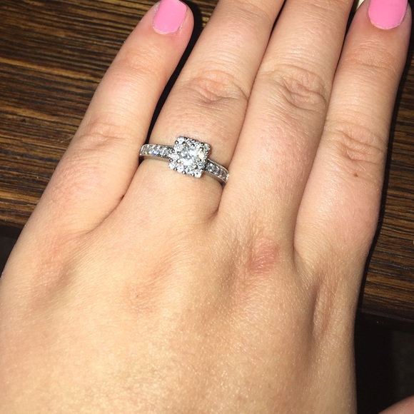 14K White Gold Engagement Ring, Diamonds 1 Carat