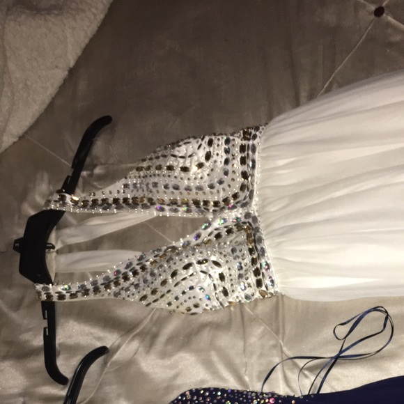 White and gold prom dress