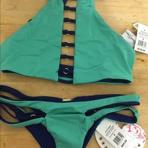 Beach Bunny bikini in mint/navy