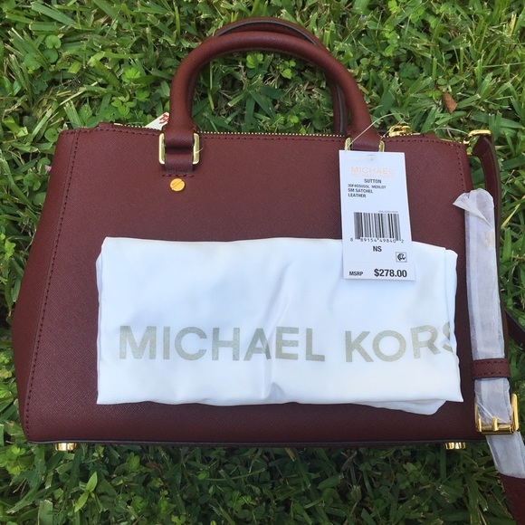 SOLD! π Michael Kors Merlot Burgundy Sutton - Picture 3 of 4