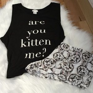 FOREVER 21 ARE YOU KITTEN ME PJS