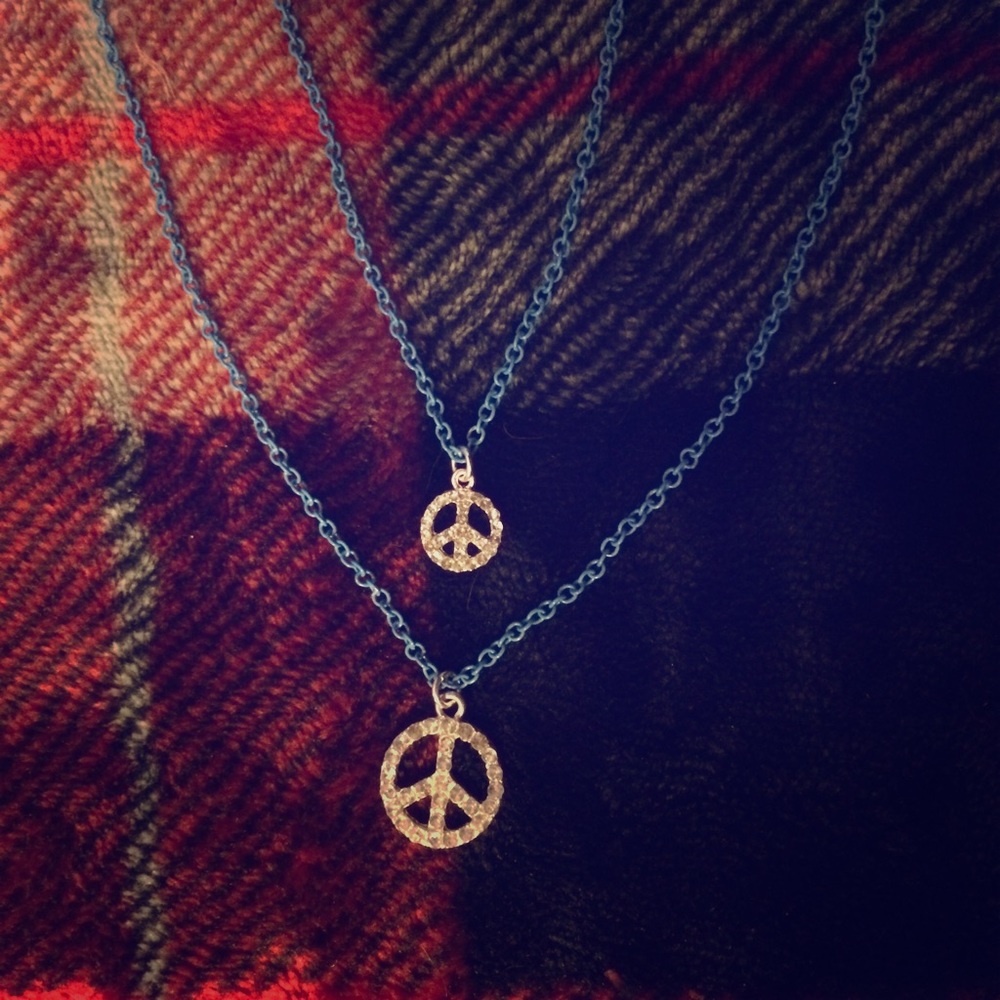 Peace Sign Double Necklace