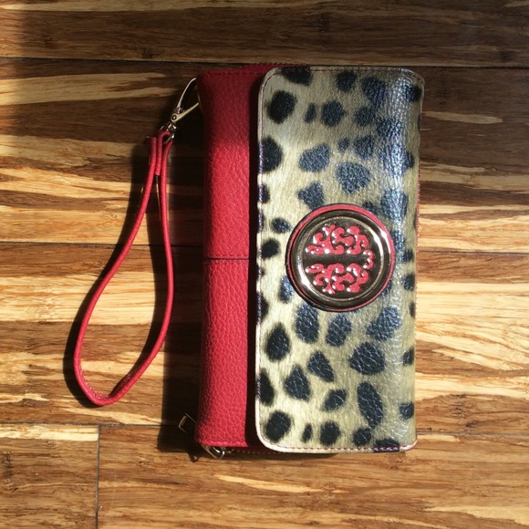 Carolyn Tucker Leopard Print & Red Wallet