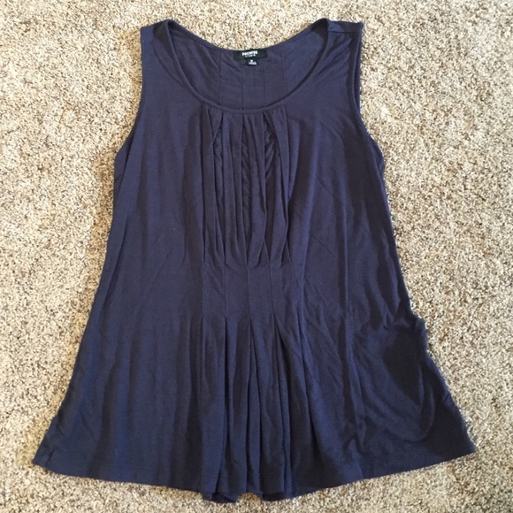 Gathered Navy Sleeveless Top